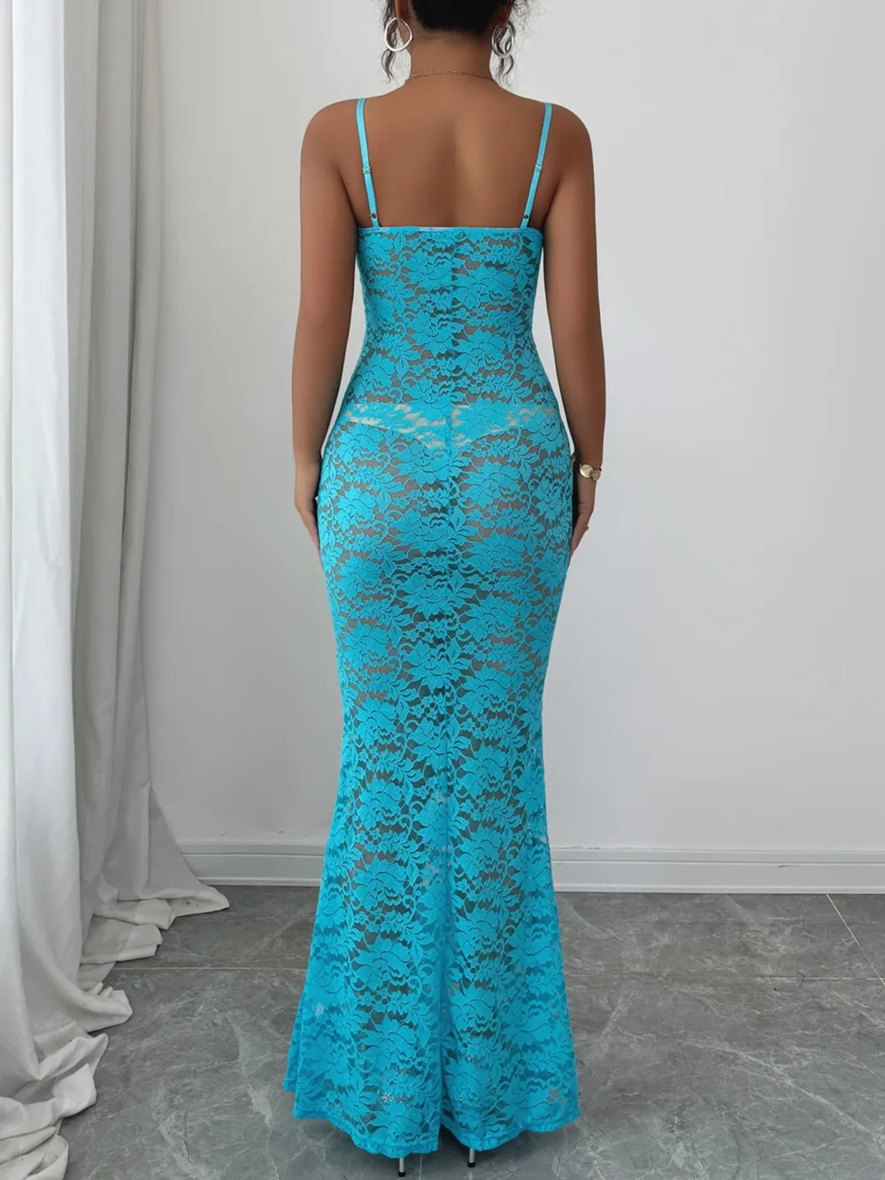 Lace Square Neck Maxi Cami Dress, image 7
