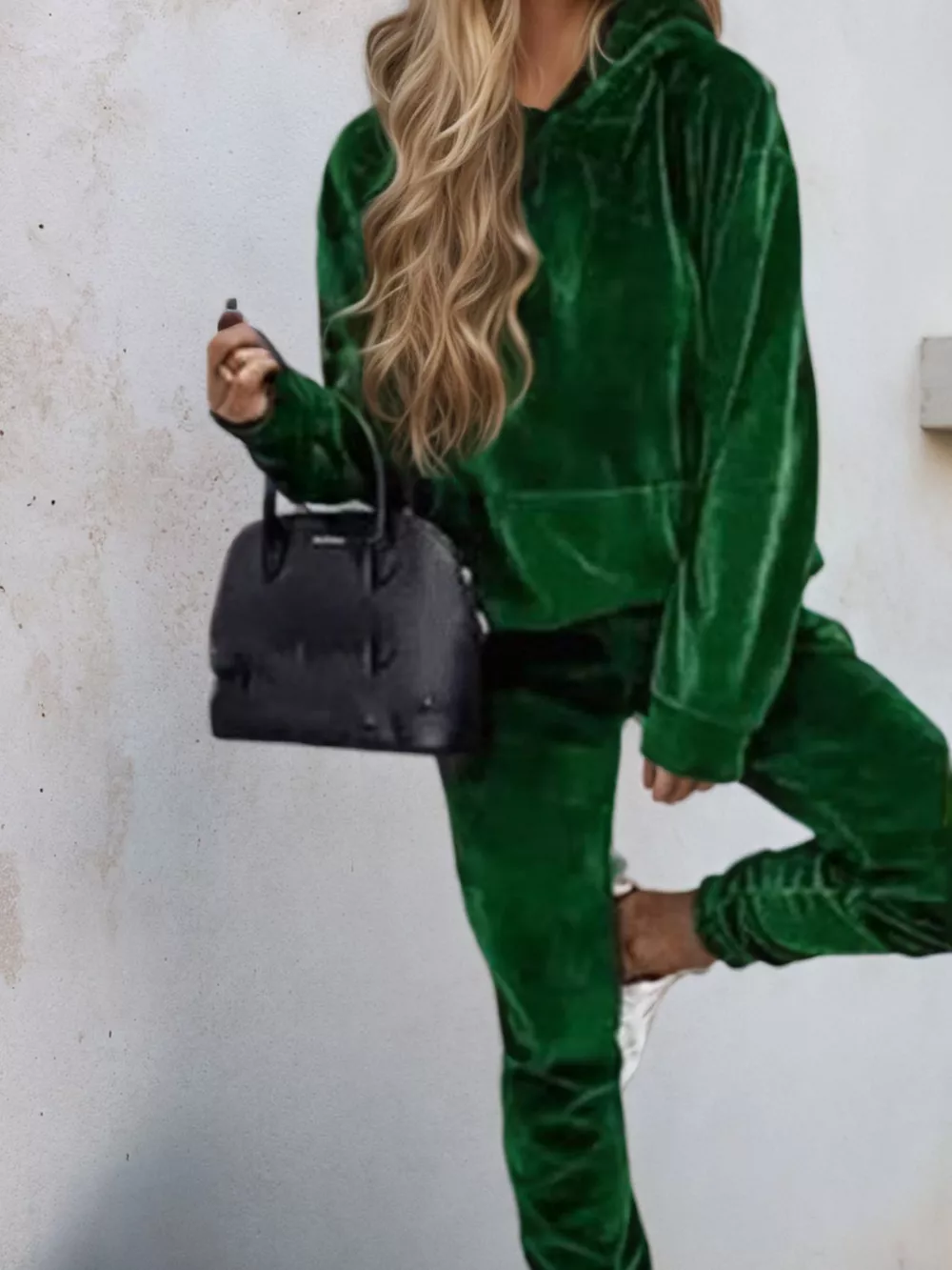 Velvet Long Sleeve Hoodie and Pants Set, image 3
