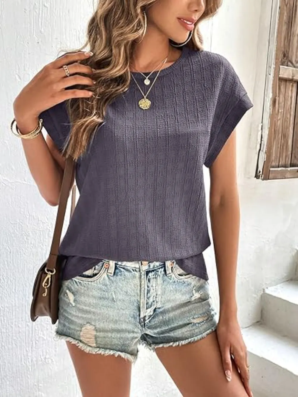 Round Neck Cap Sleeve T-Shirt, image 7