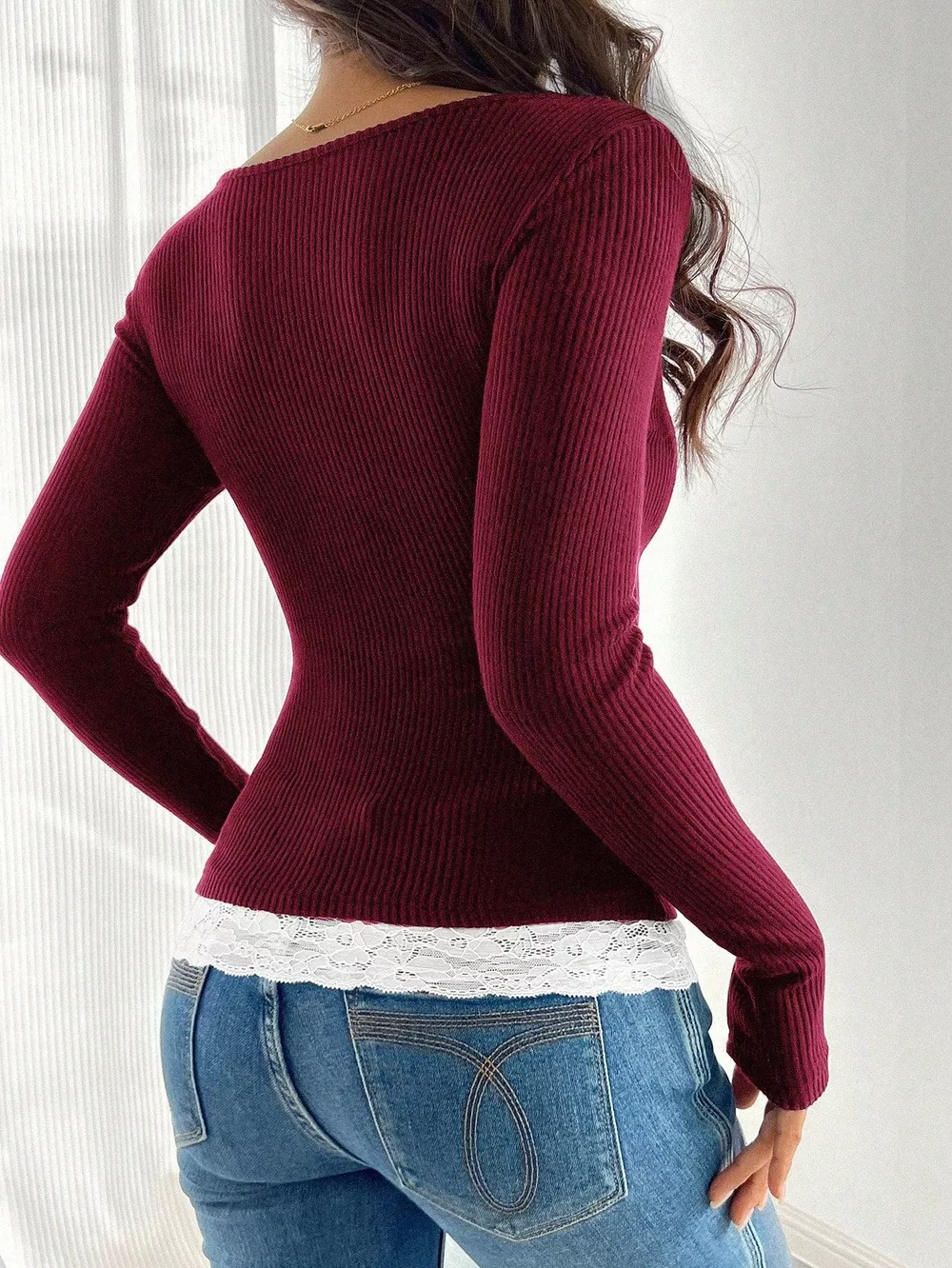 Lace Detail Long Sleeve T-Shirt, image 14
