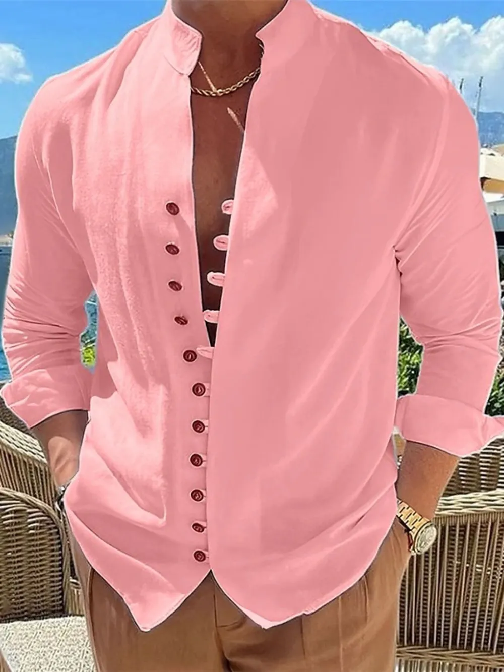Men's Full Size Button Front Long Sleeve Shirt Plus Size, image 10