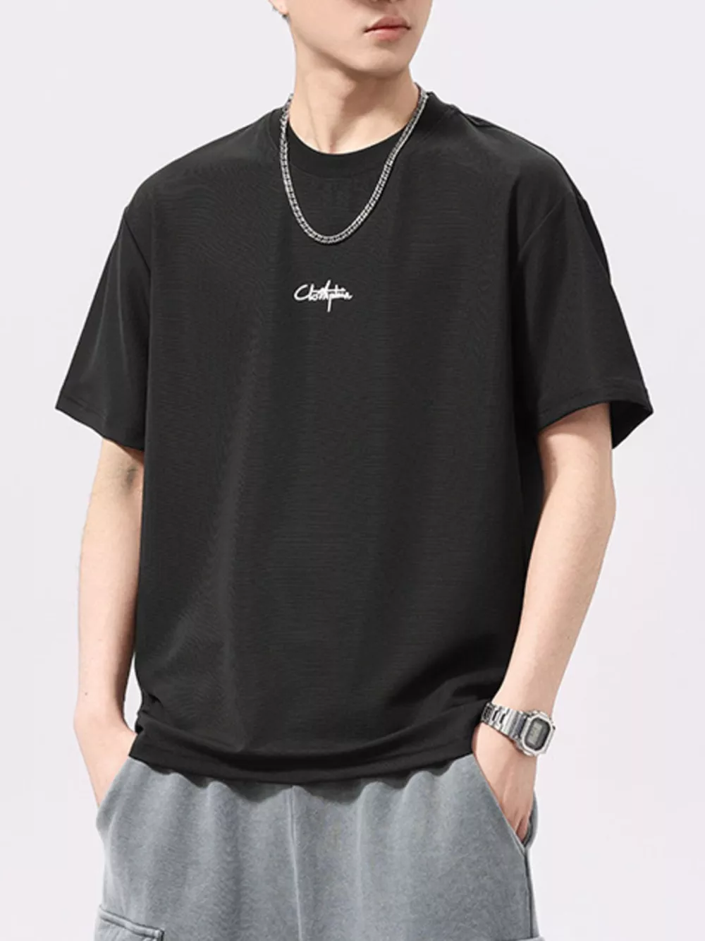 Men's Plus Size Round Neck Short Sleeve T-Shirt, image 2