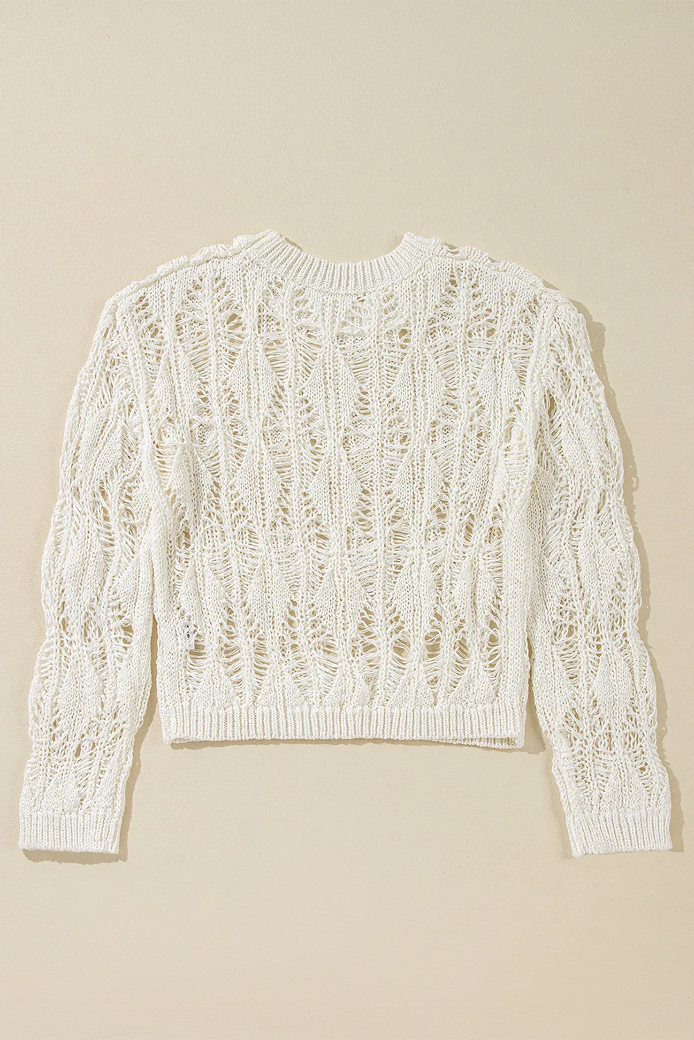 Cutout Round Neck Long Sleeve Knit Cover Up, image 7