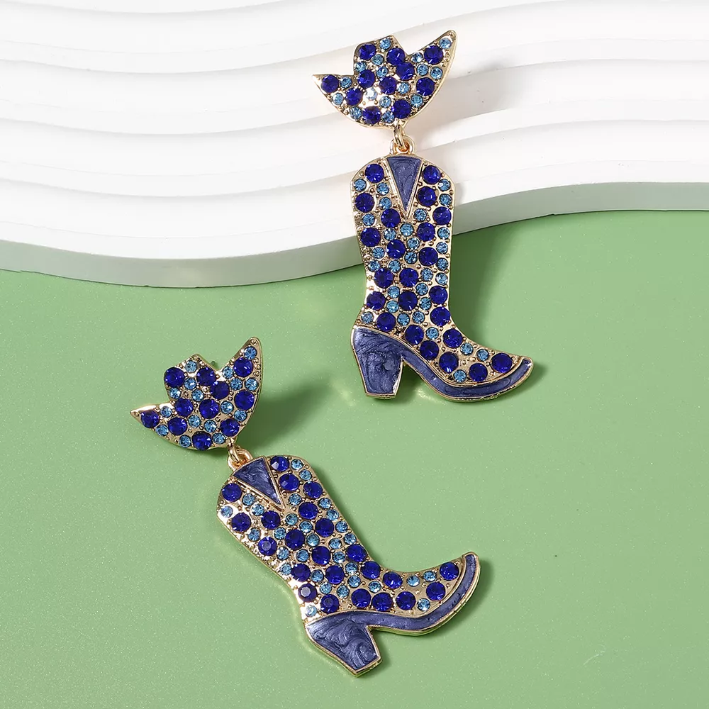 Rhinestone Cowboy Boot Dangle Earrings, image 8