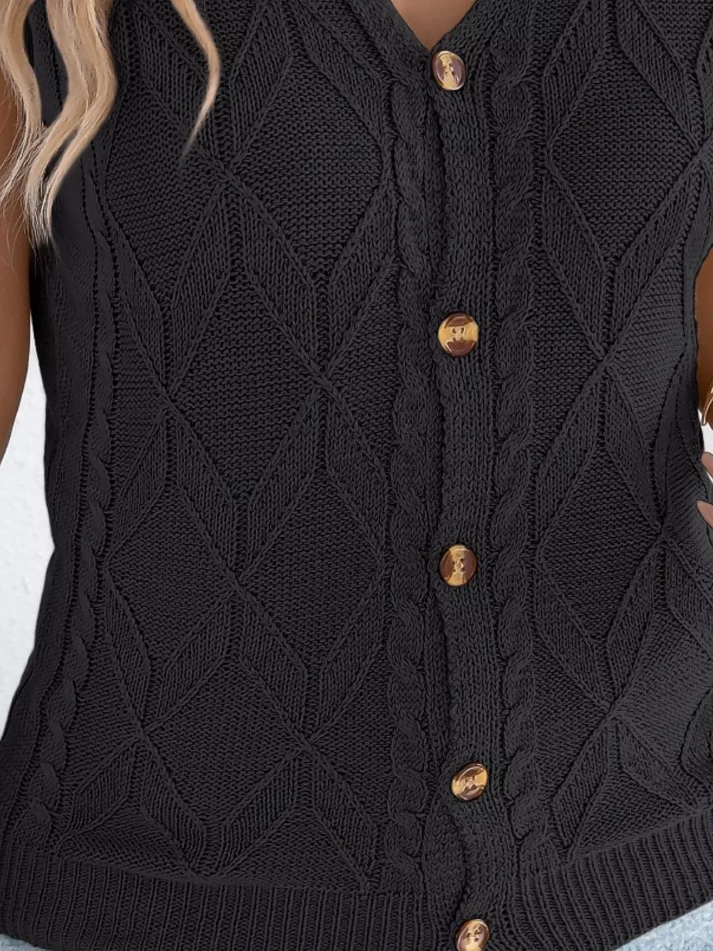 Texture Knit Button Up Cap Sleeve Cardigan, image 12