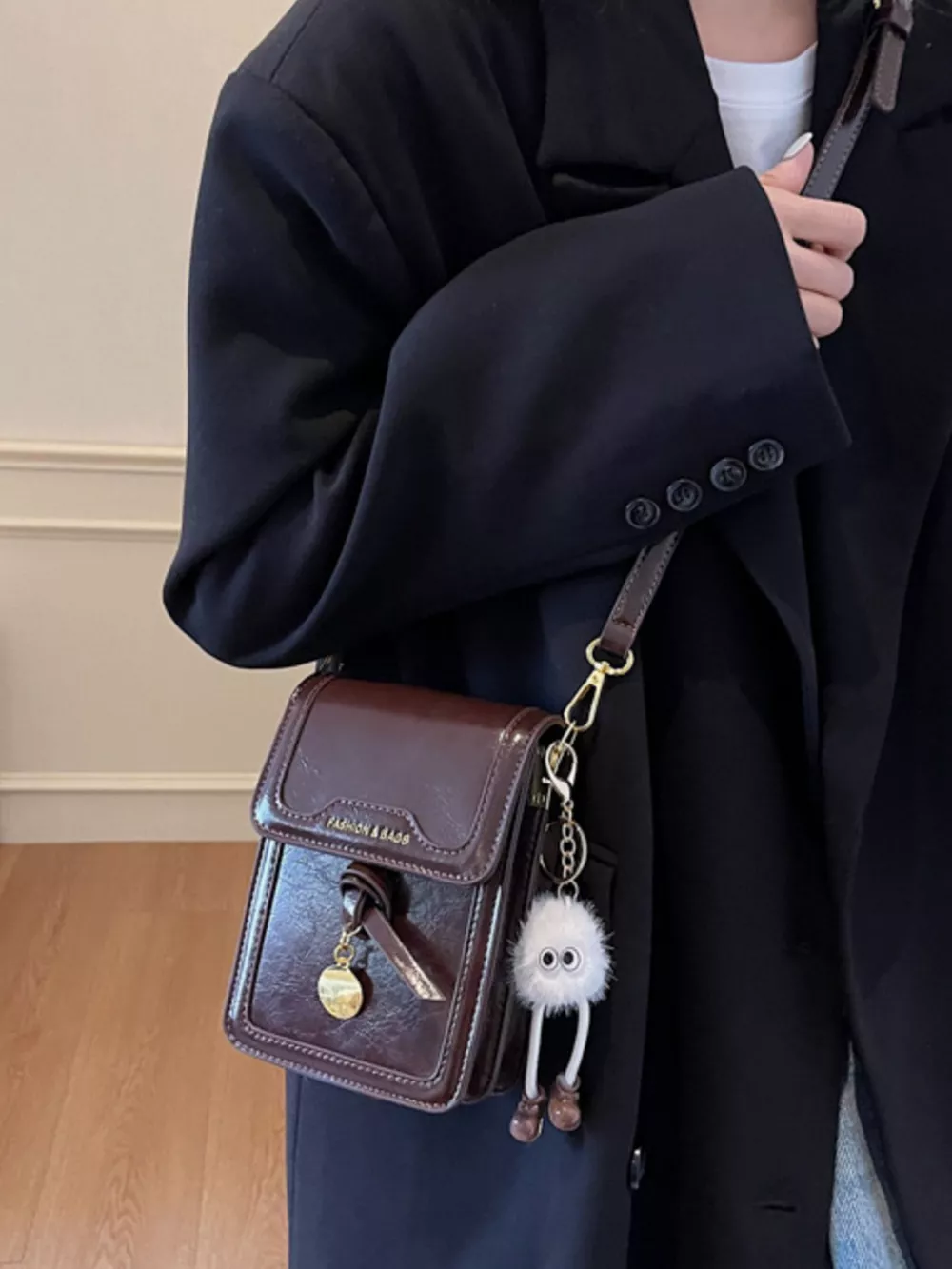 Leather Flap Crossbody Bag, image 8
