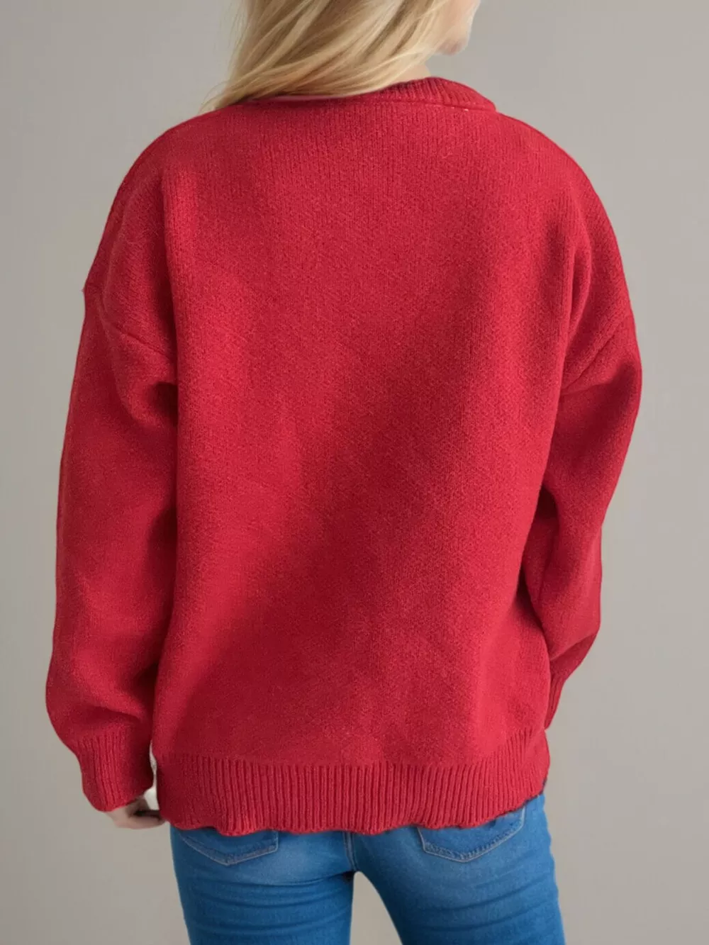 Cherry Pom-Pom Knit Round Neck Sweater, image 15
