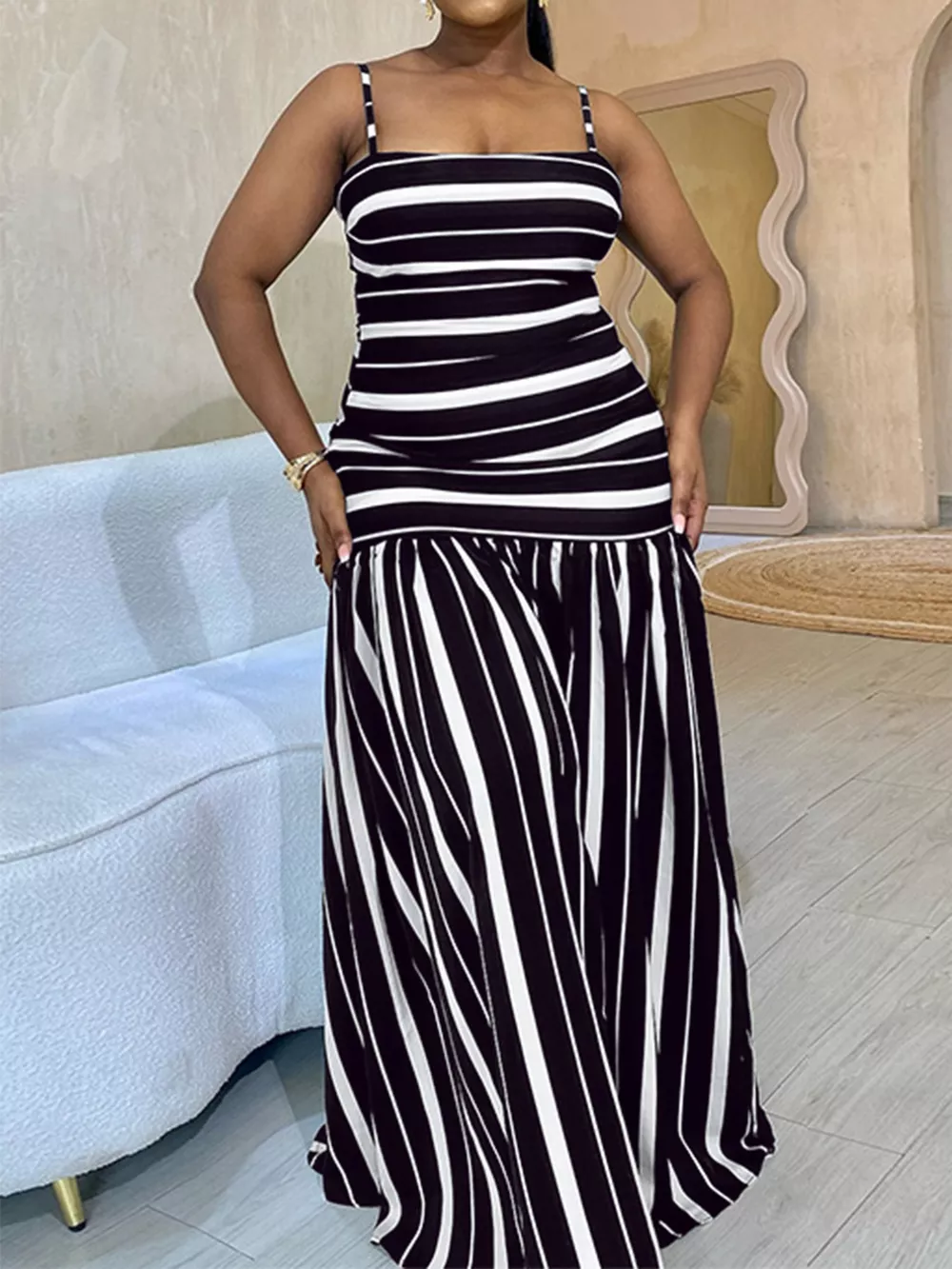 Plus Size Striped Spaghetti Strap Maxi Dress, image 7