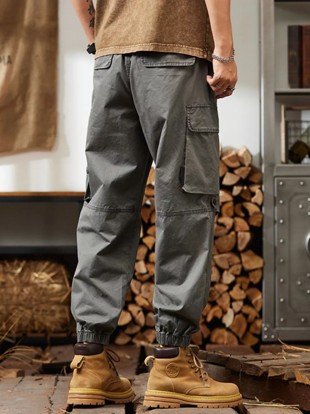 Men's Plus Size Relaxed Fit Multi-Pocket Cargo Pants, image 5