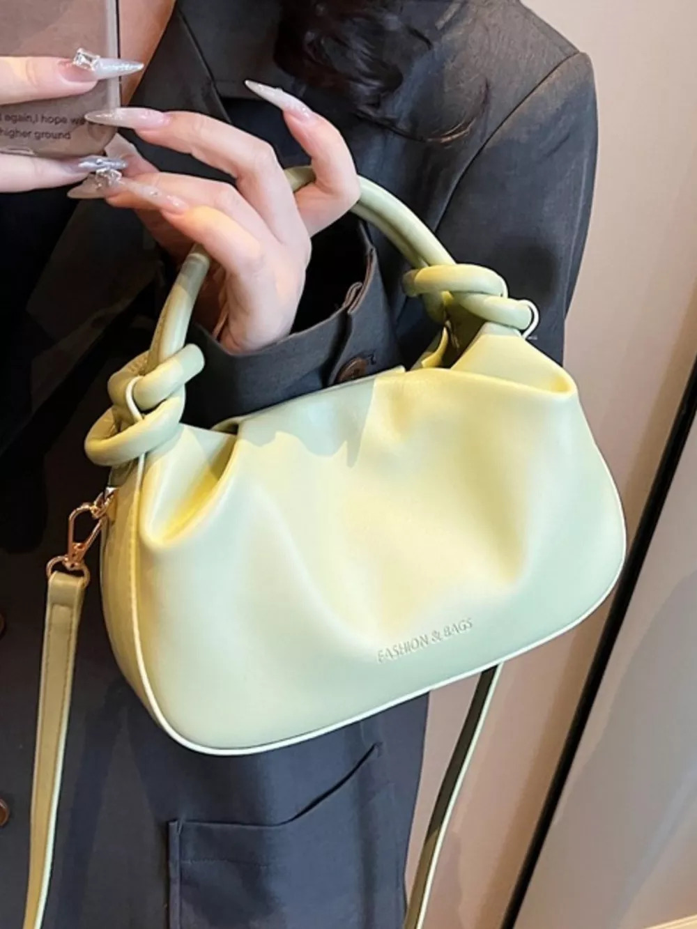 Knot Handle Ruched Crossbody Bag, image 8