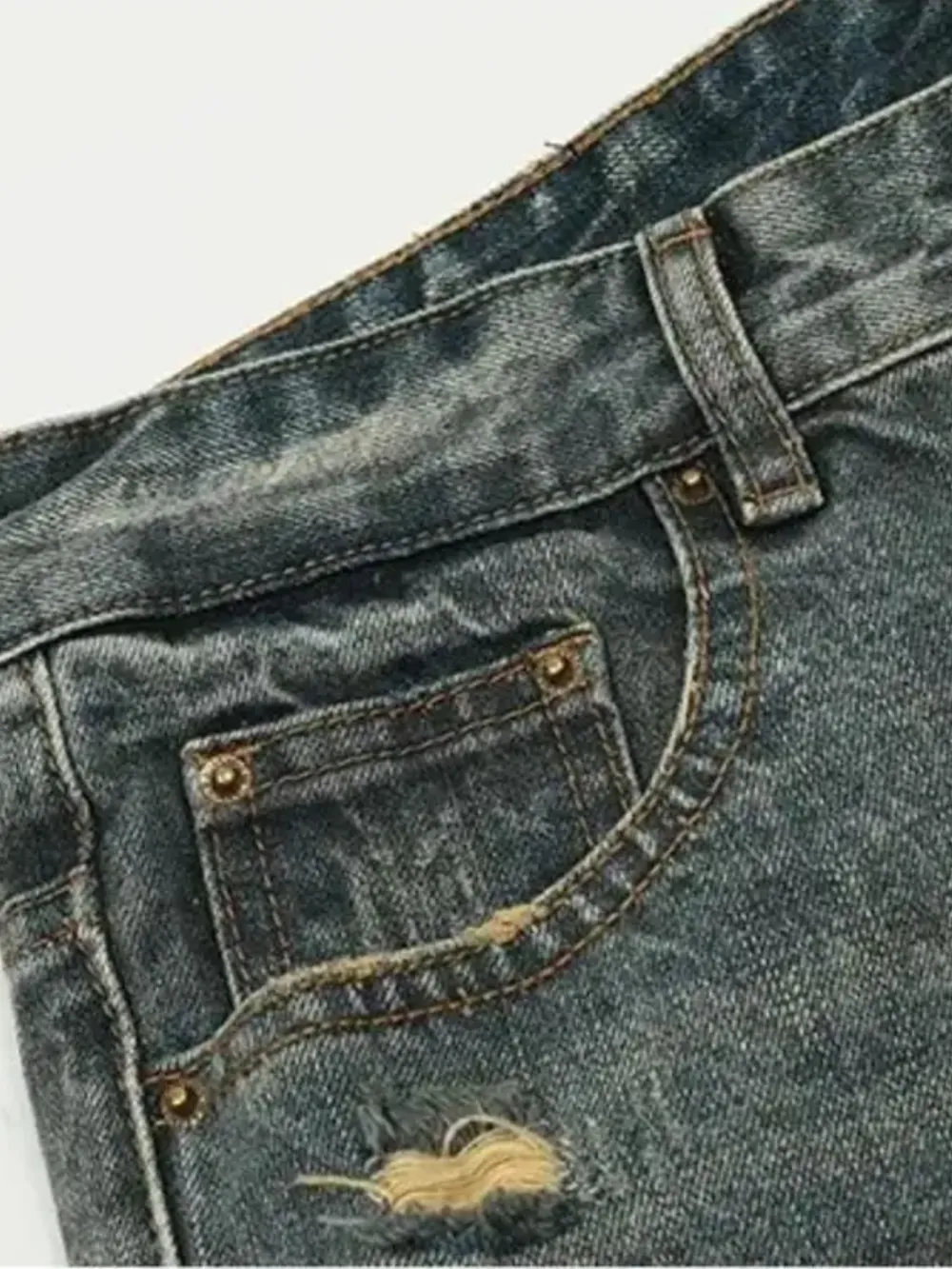 Men's Distressed Washed Straight Jeans, image 5