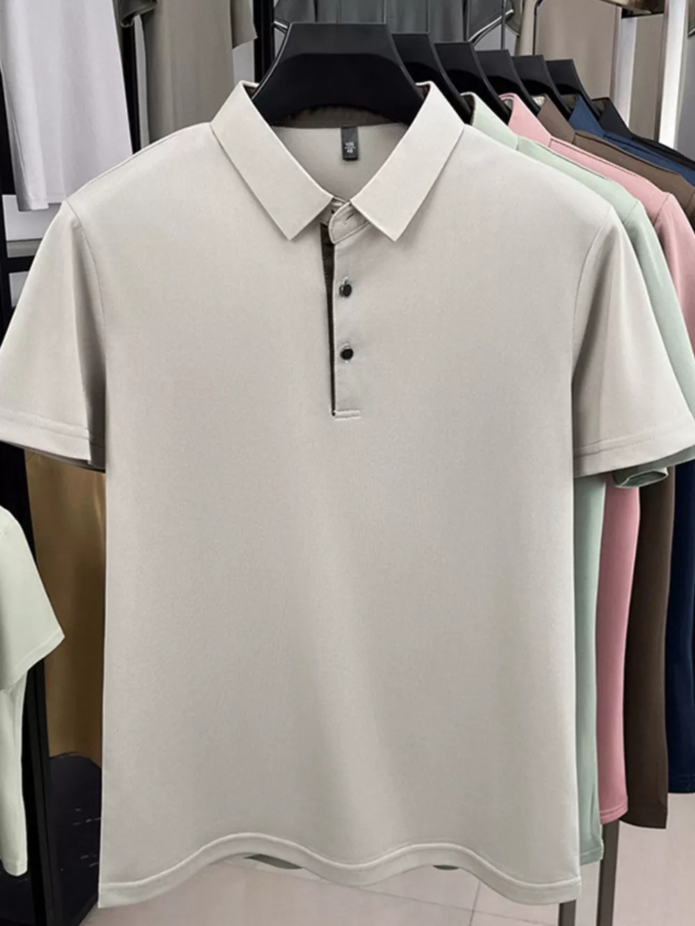 Men's Plus Size Button Detail Short Sleeve Polo, image 5