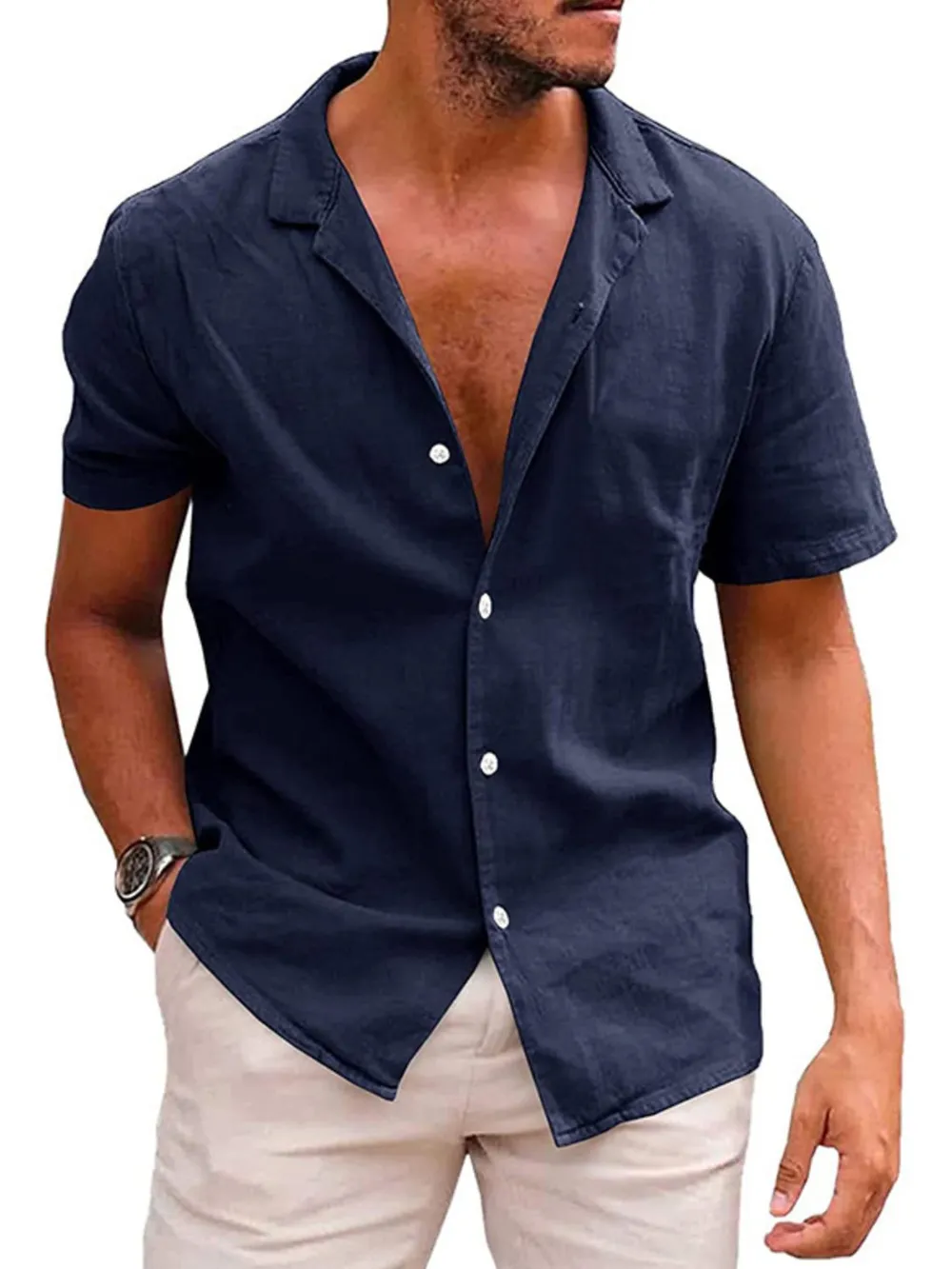 Men's Casual Short Sleeve Button-Up Shirt, image 5