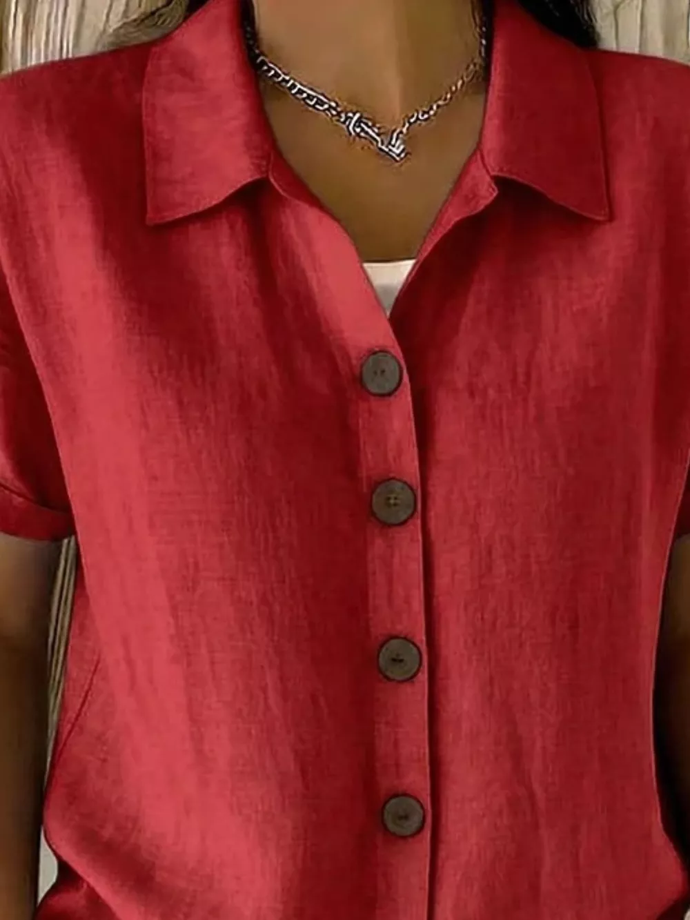 Full Size Button-Down Short Sleeve Shirt Plus Size, image 10