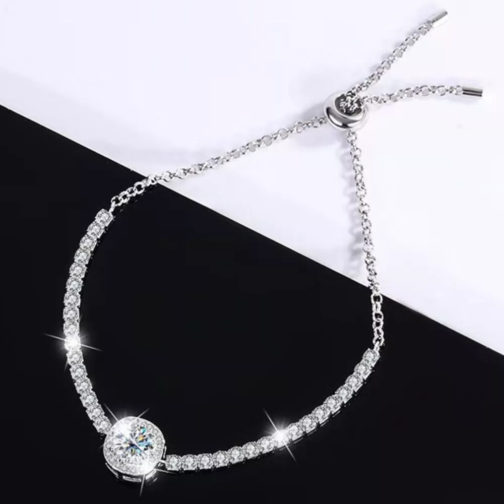 1 Carat Moissanite 925 Sterling Silver Chain Bracelet, image 6