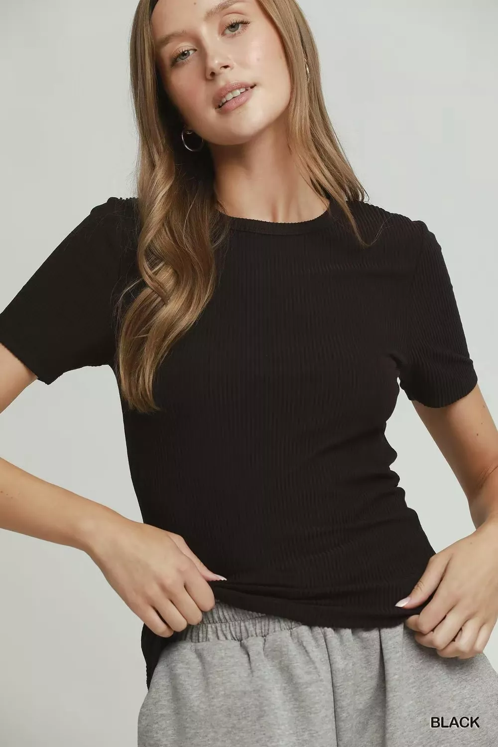 Brushed Rib Short Sleeve Top