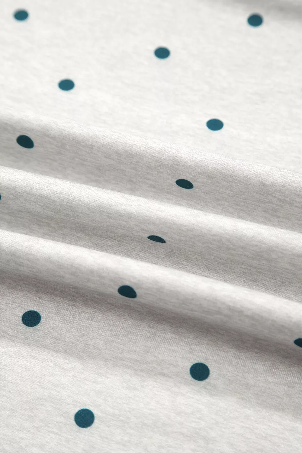 Polka Dot Print Piping Trim 3/4 Sleeve Relaxed Top, image 9