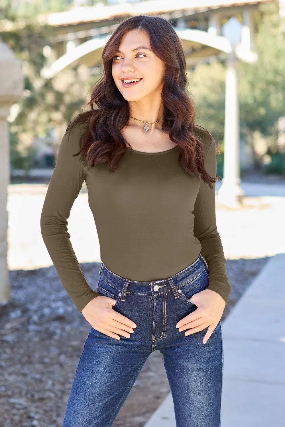 Full Size Round Neck Long Sleeve Bodysuit, image 29