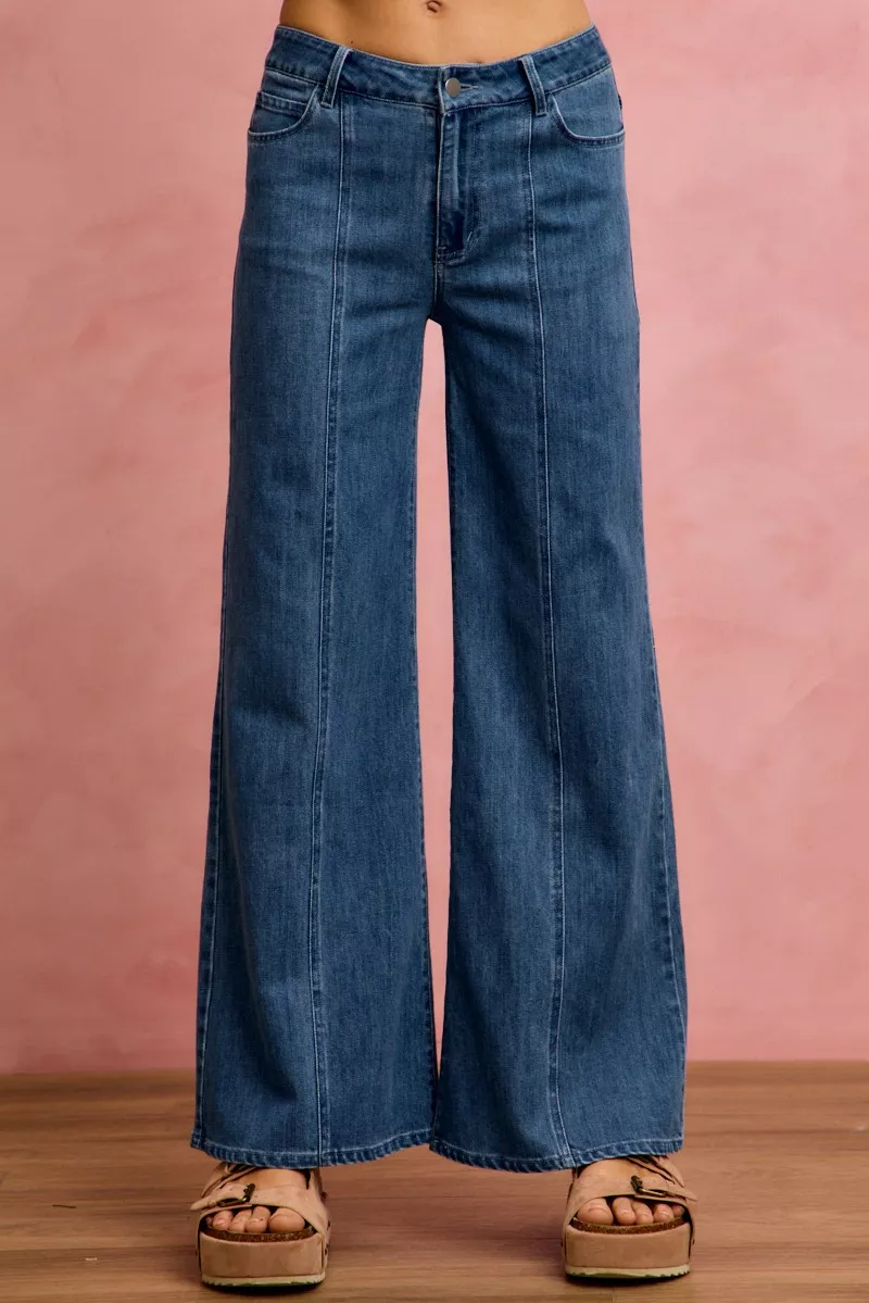 Seam Detail Mid Rise Stretch Denim Jeans, image 7