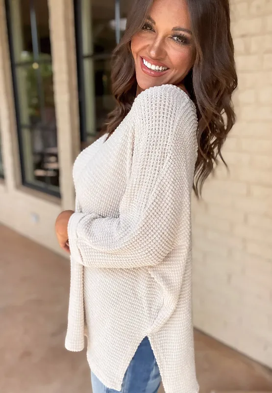 Side Slit V-Neck Long Sleeve Top, image 25
