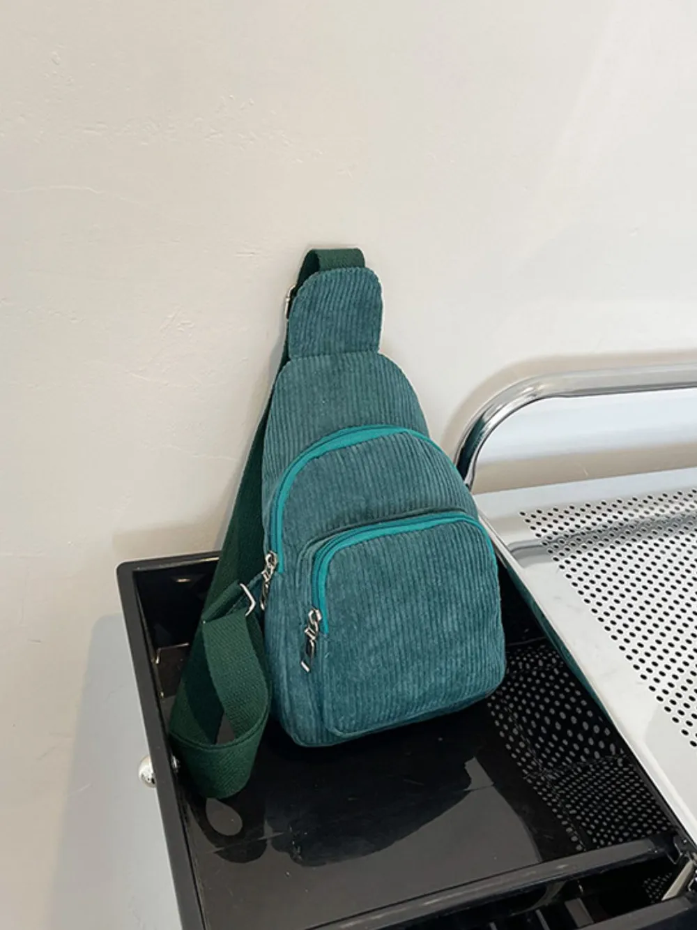 Corduroy Solid Color Crossbody Bag, image 17