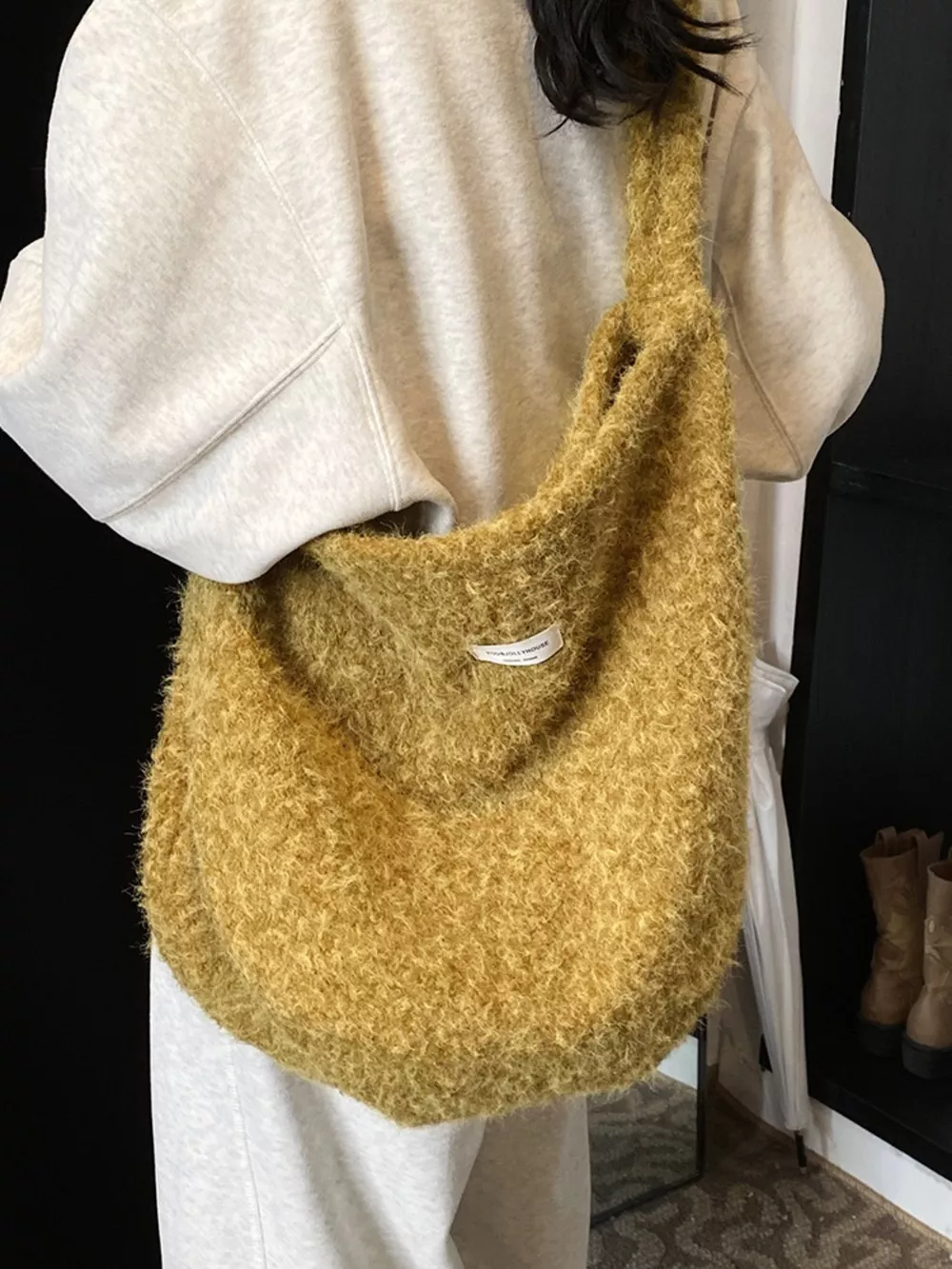Fuzzy Solid Color Crossbody Bag, image 12