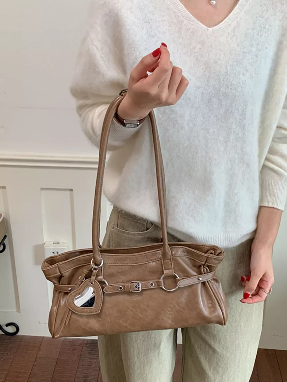 Decorative Buckle Shoulder Bag, image 5
