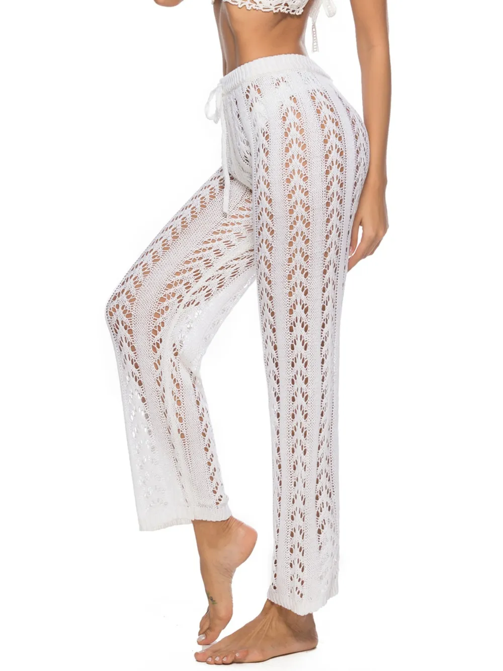 Cutout Drawstring High Waist Swim Pants, image 17