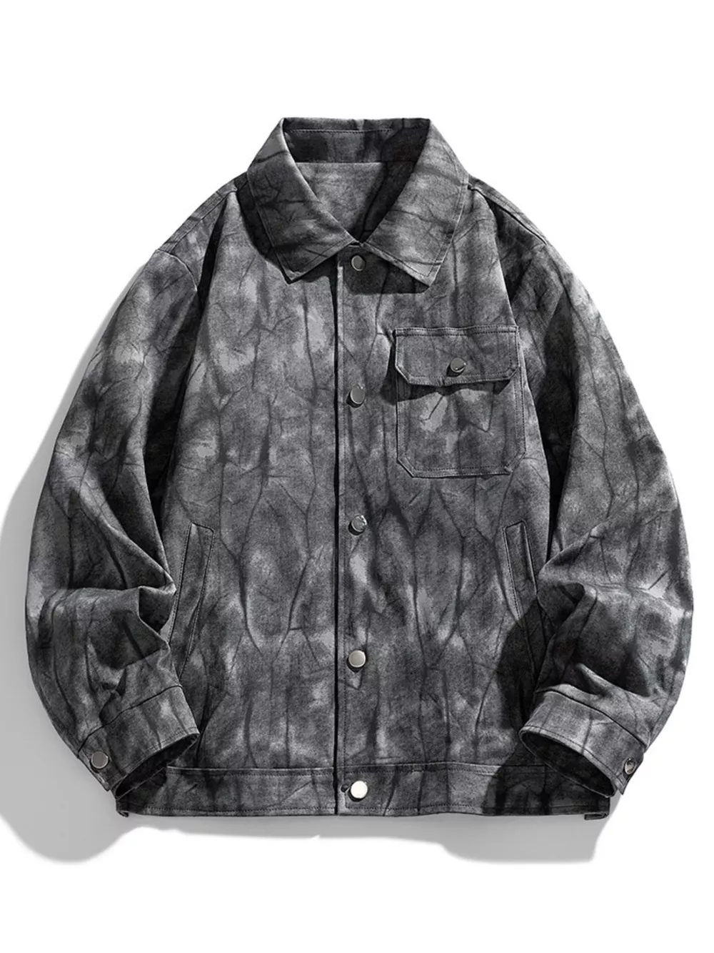 Men's Plus Size Abstract Print Long Sleeve Casual Jacket
