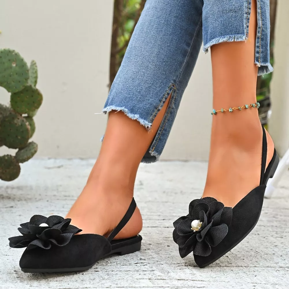 Flower Point Toe Flats Sandals, image 7
