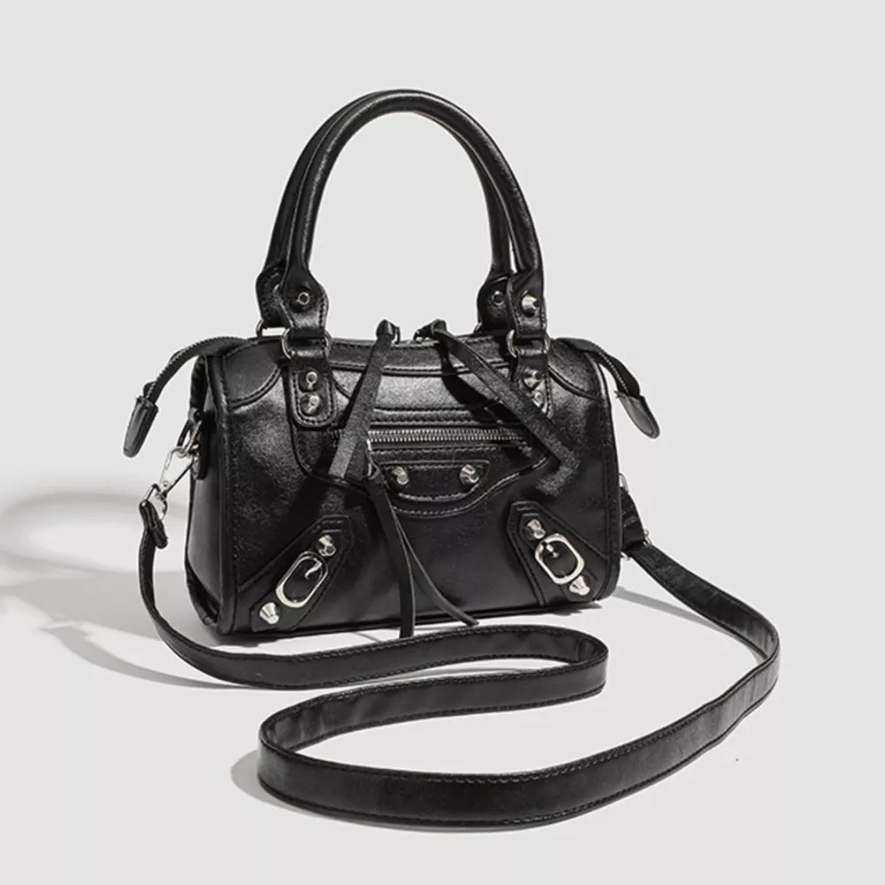 Motorcycle Style Studded Leather Crossbody Bag, image 2