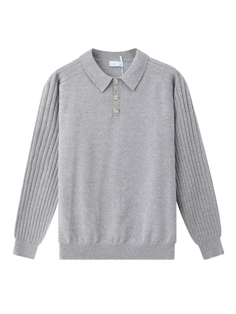 Men's Plus Size Classic Fit Ribbed Sleeve Knit Top, image 5