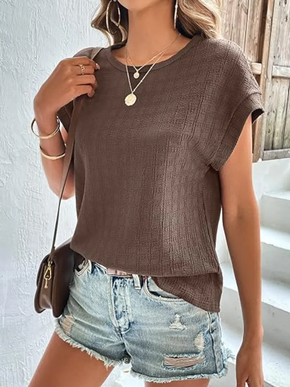Round Neck Cap Sleeve T-Shirt, image 8