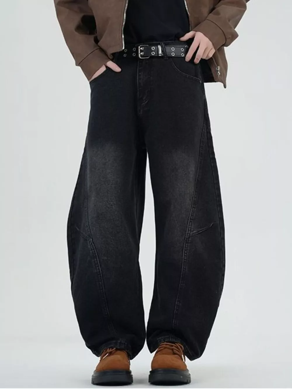Men's Full Size Washed Wide Leg Jeans Plus Size