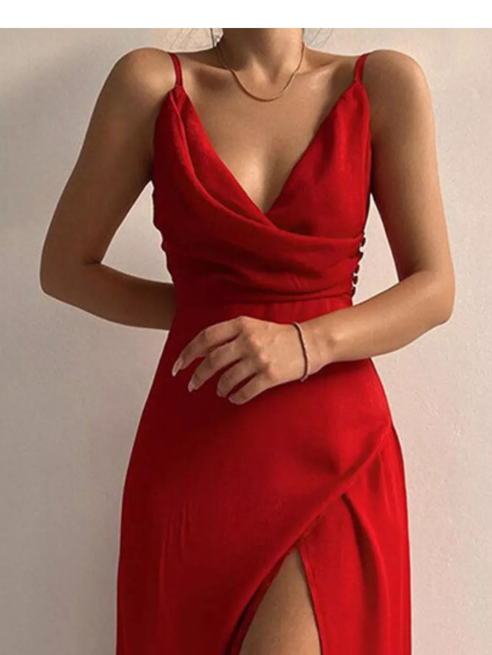 Slit Spaghetti Strap Maxi Dress, image 7