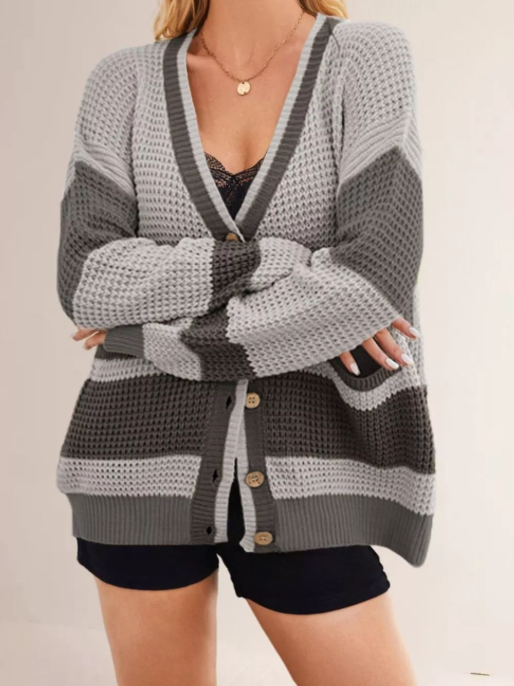 Color Block V-Neck Cardigan, image 7