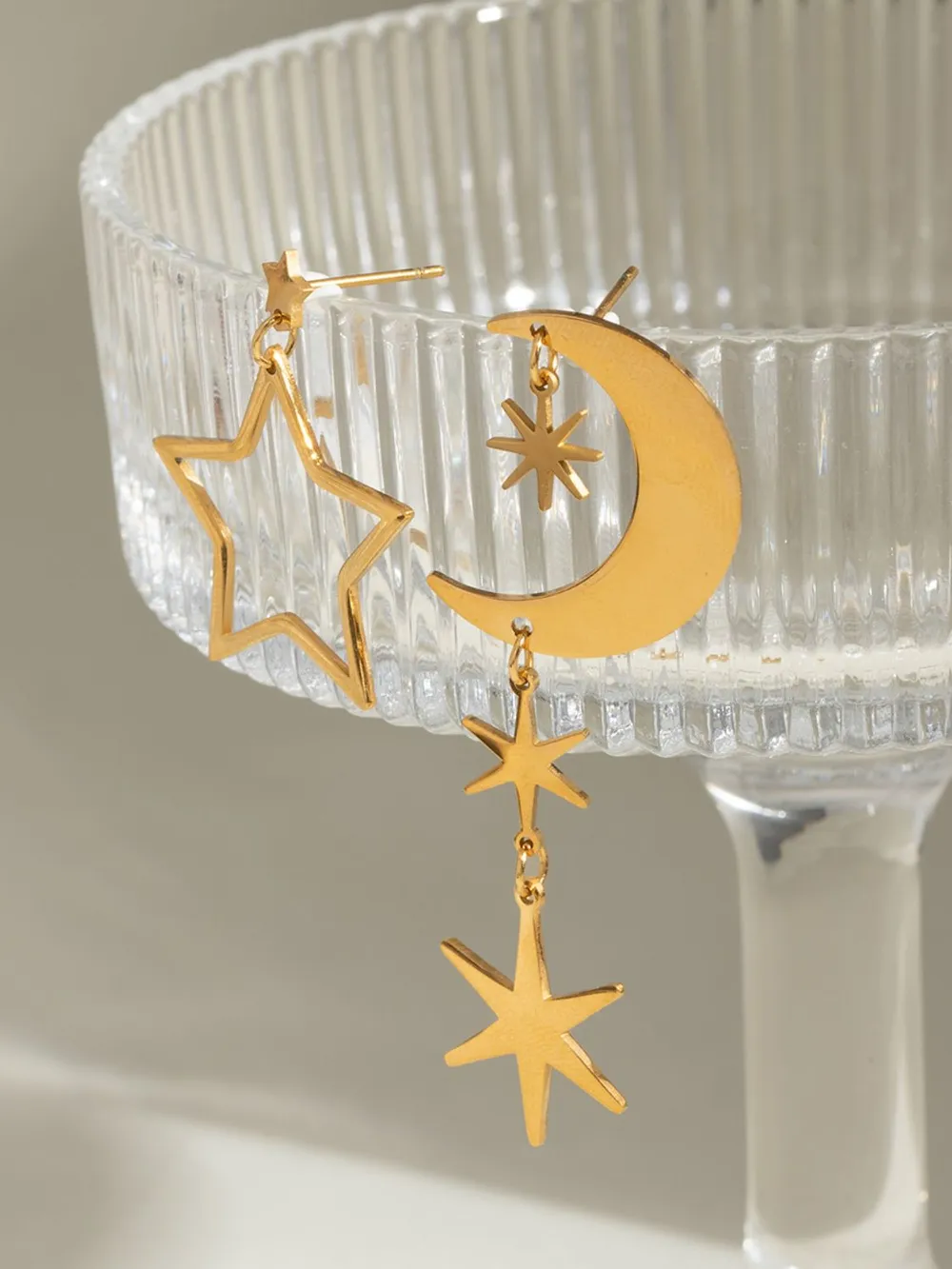 18K Gold-Plated Moon & Star Dangle Earrings, image 8