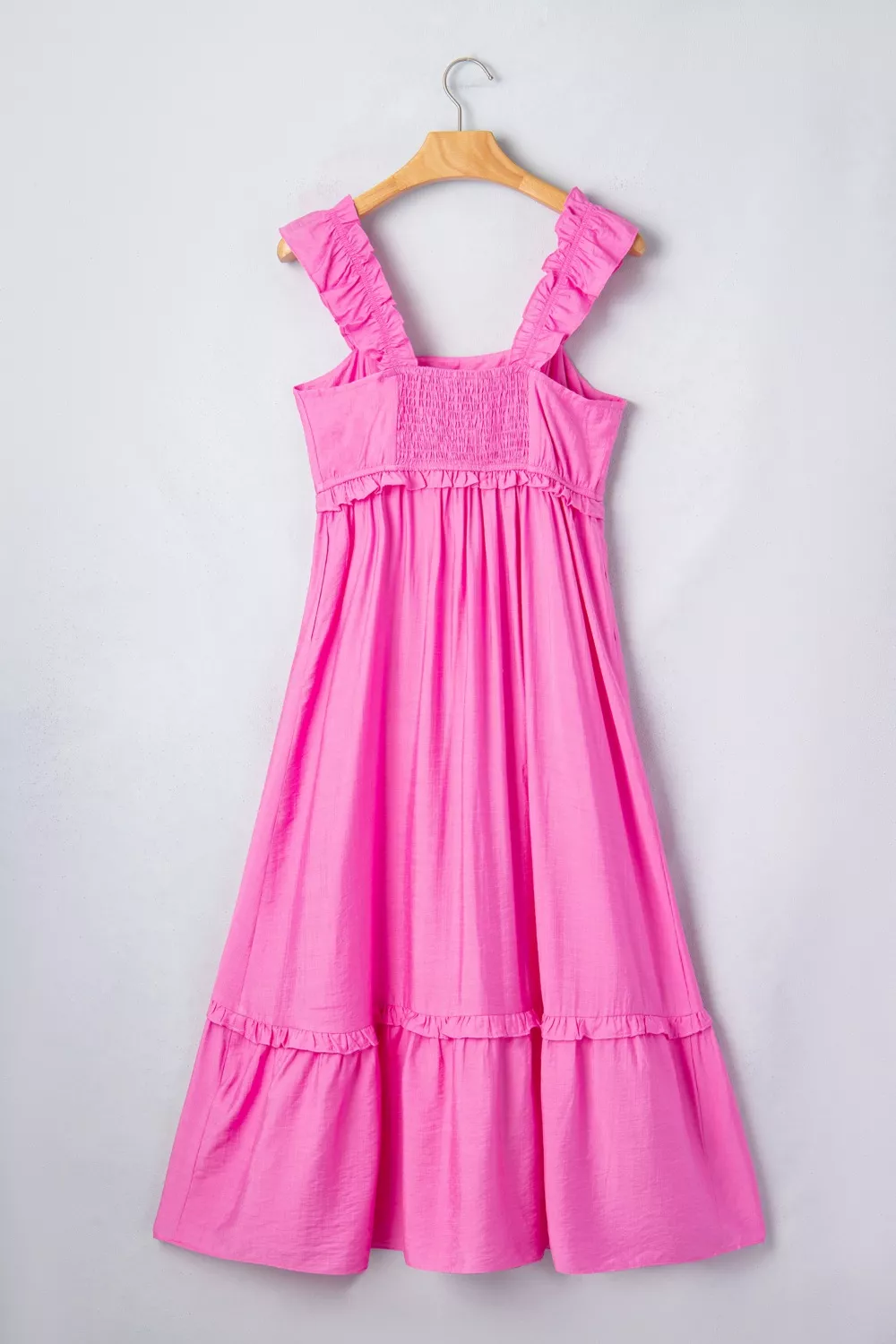 Solid Color Ruffle Trim High Waist Sleeveless Maxi Dress, image 5