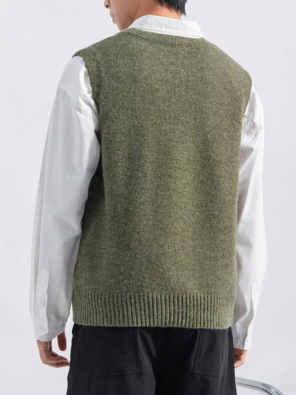 Men's Plus Size Ribbed Hem Sweater Vest, image 9