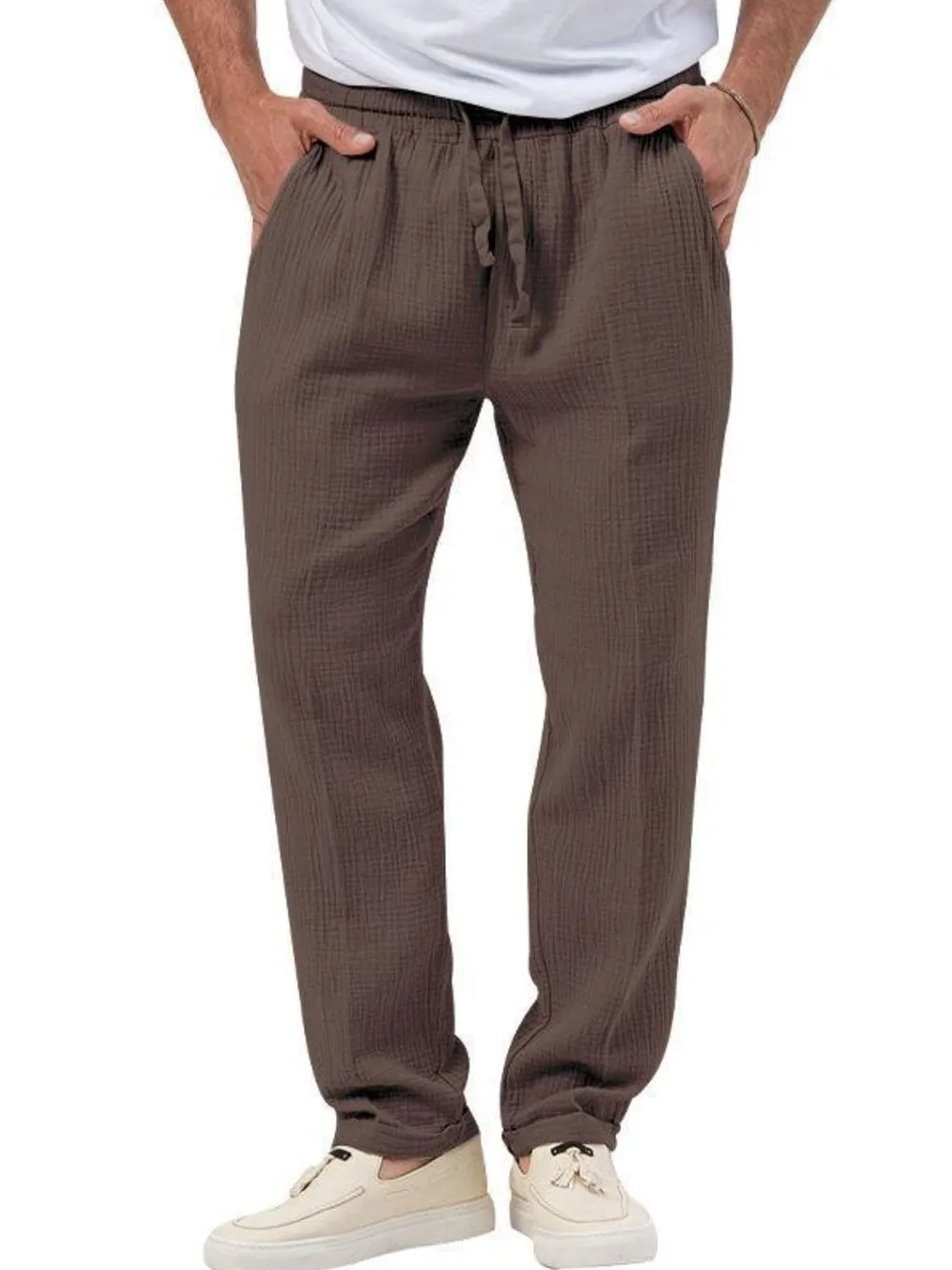 Men's Plus Size Drawstring Texture Pants, image 5
