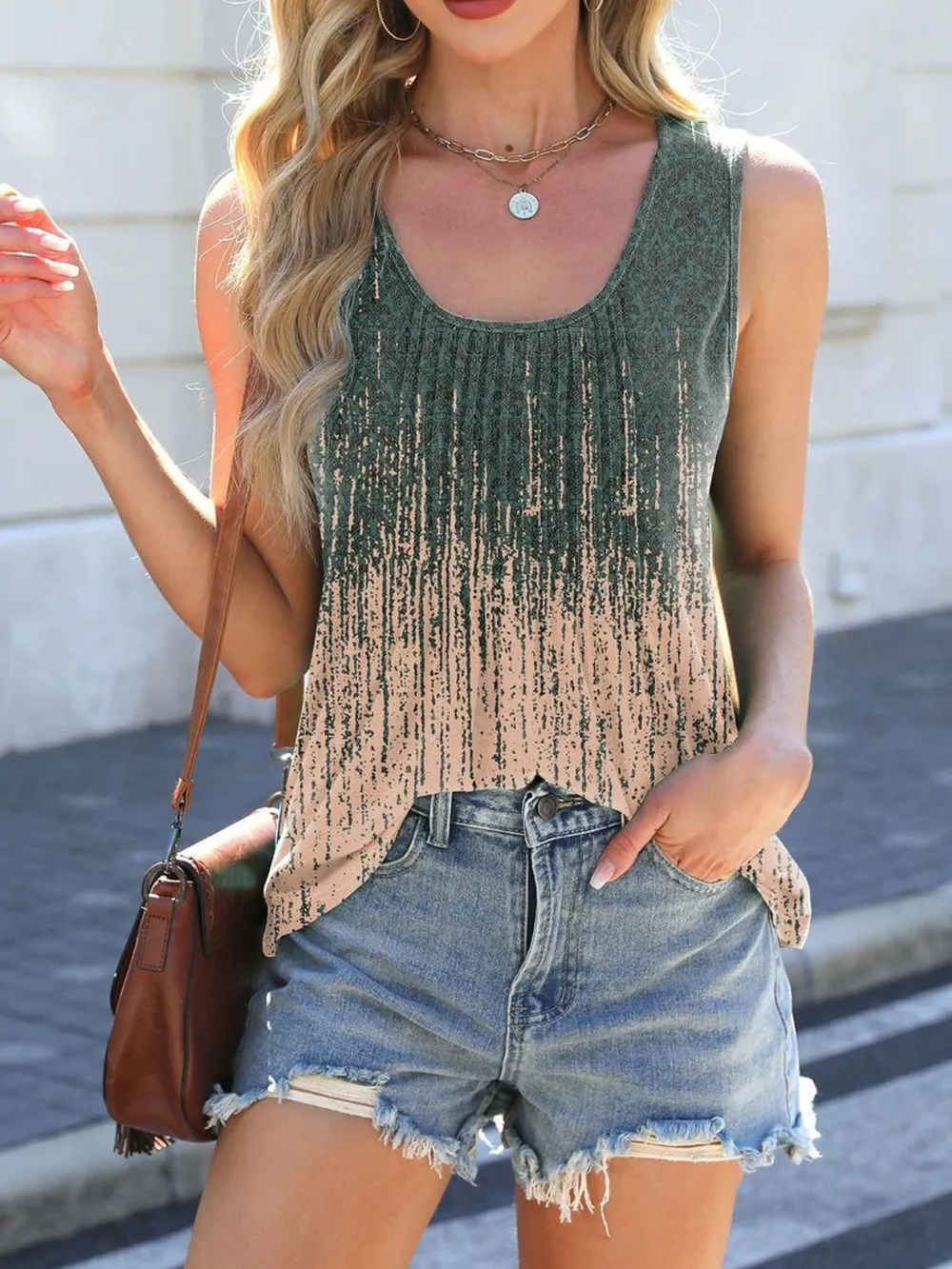 Printed Scoop Neck Wide Strap Tank, image 25