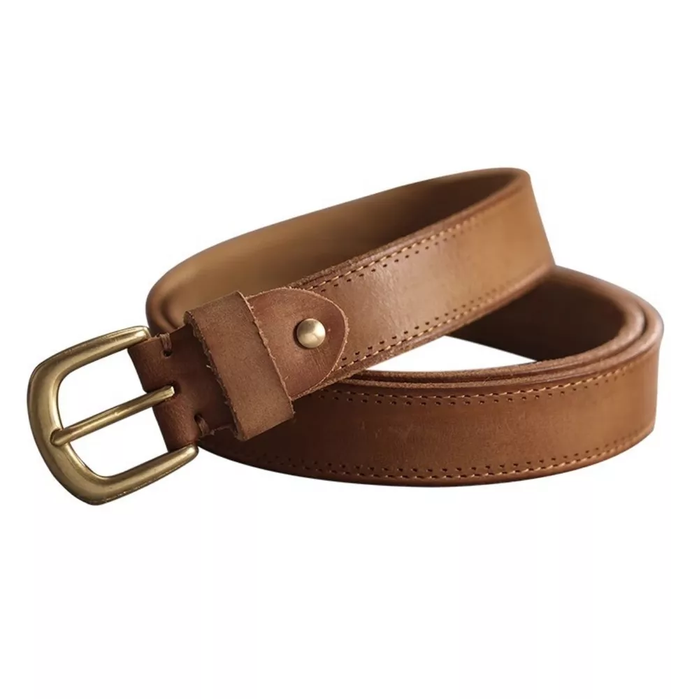 Classic Leather Belt with Golden Buckle, image 5