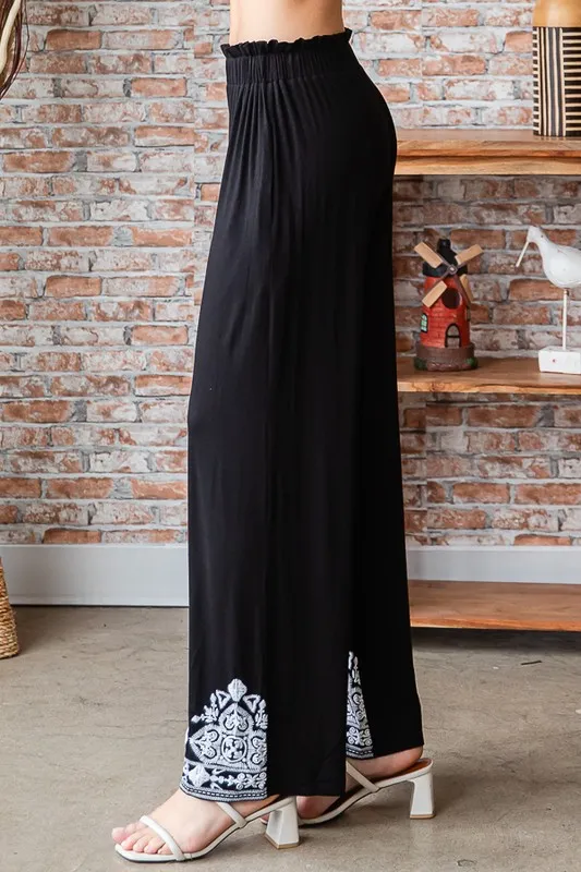 Full Size Solid Damask Casual Pants Plus Size, image 5