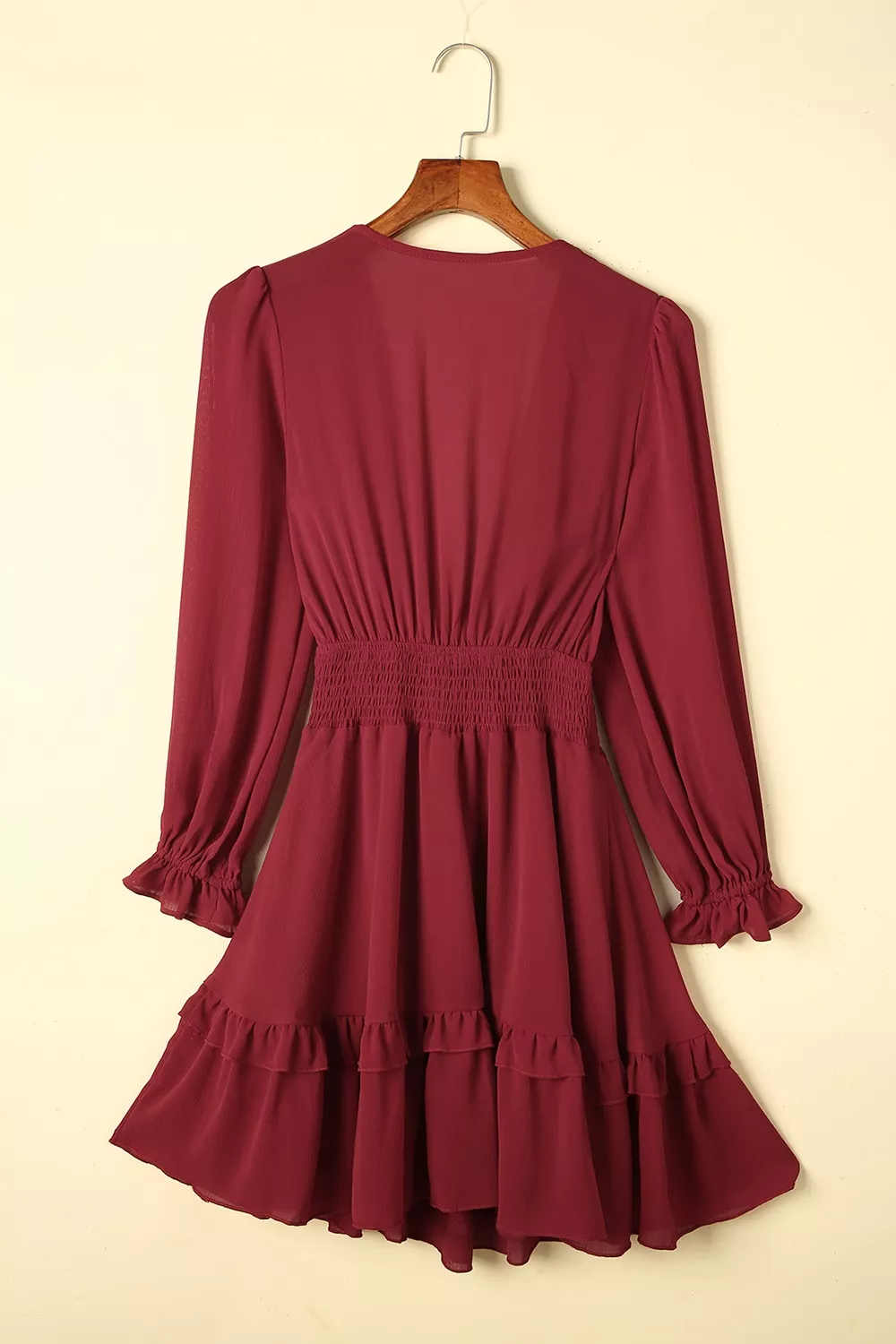 Elegant Tie-Front Ruffle Mini Dress with Smocked Wiast, image 19