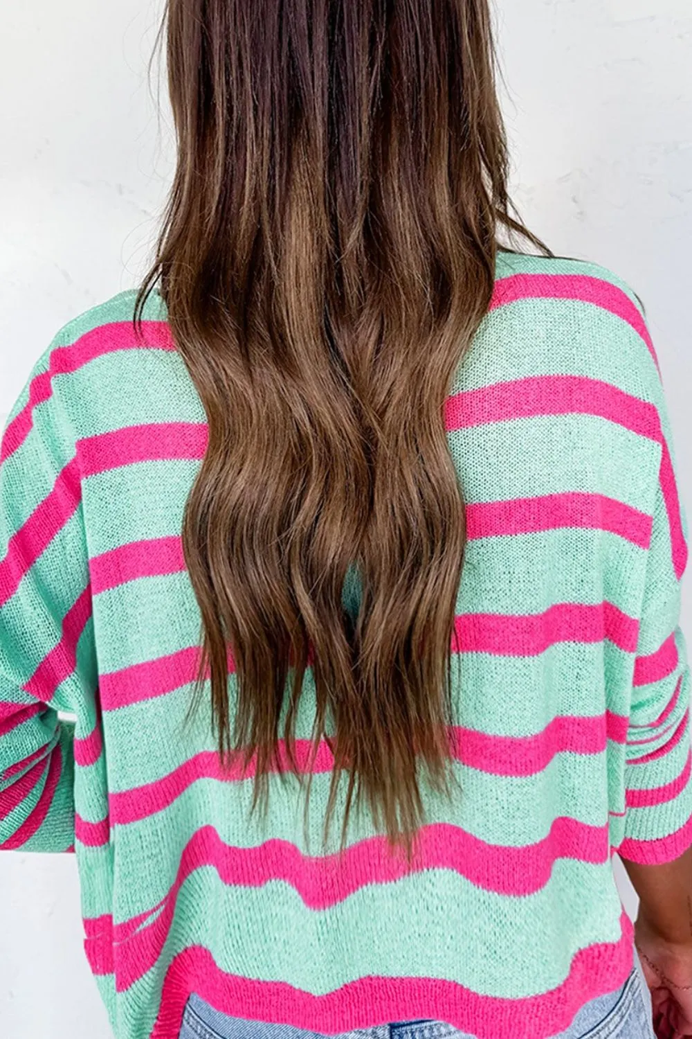 Striped Round Neck Drop Shoulder Sweater, image 4