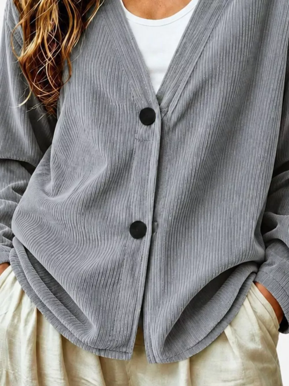 Casual Corduroy Button-Up Cardigan, image 10