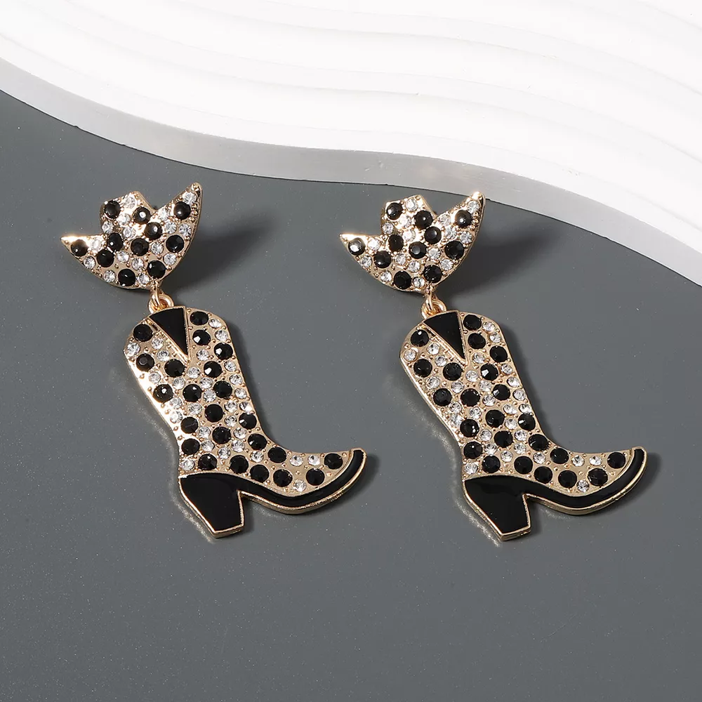 Rhinestone Cowboy Boot Dangle Earrings, image 13