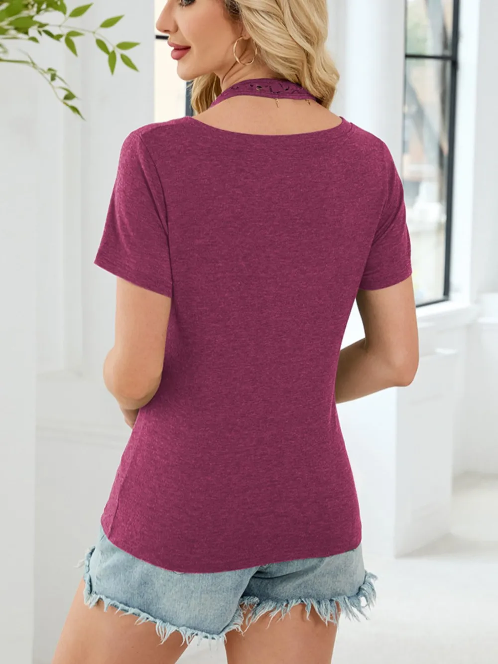Lace Detail Short Sleeve T-Shirt, image 9