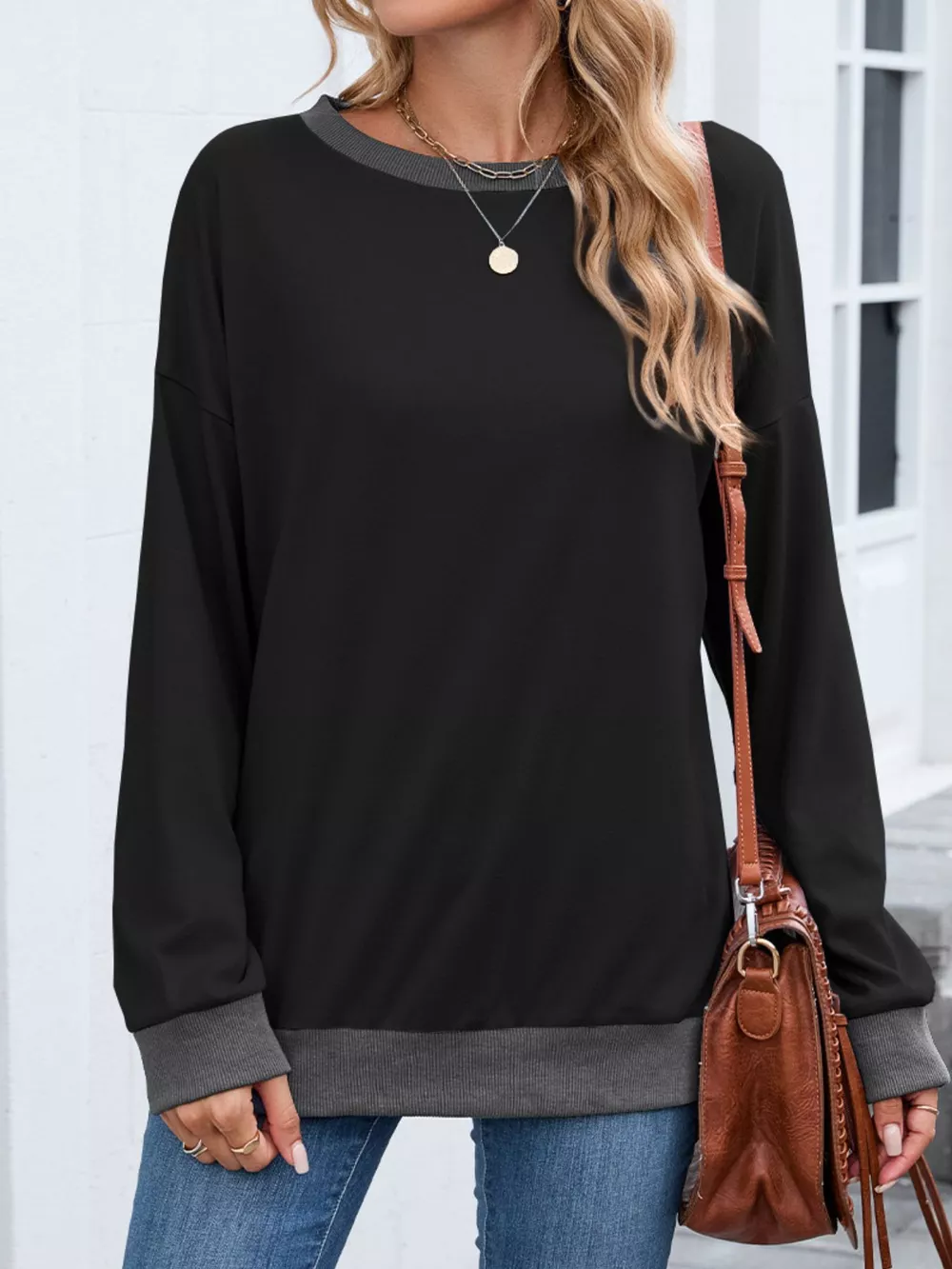 Contrast Trim Long Sleeve Sweatshirt, image 22