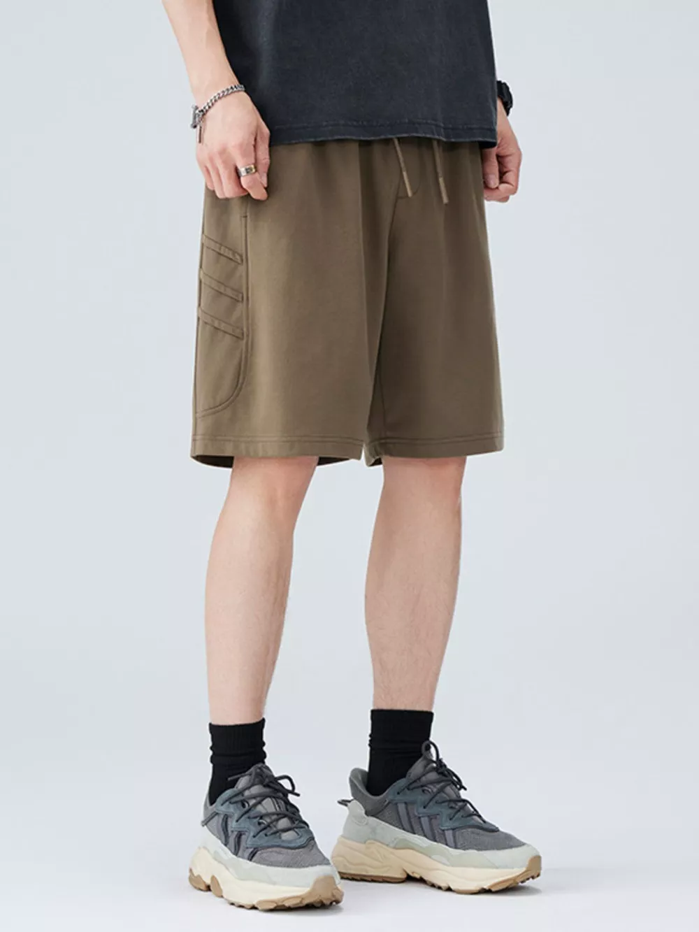 Men's Plus Size Casual Cargo Shorts with Drawstring, image 6